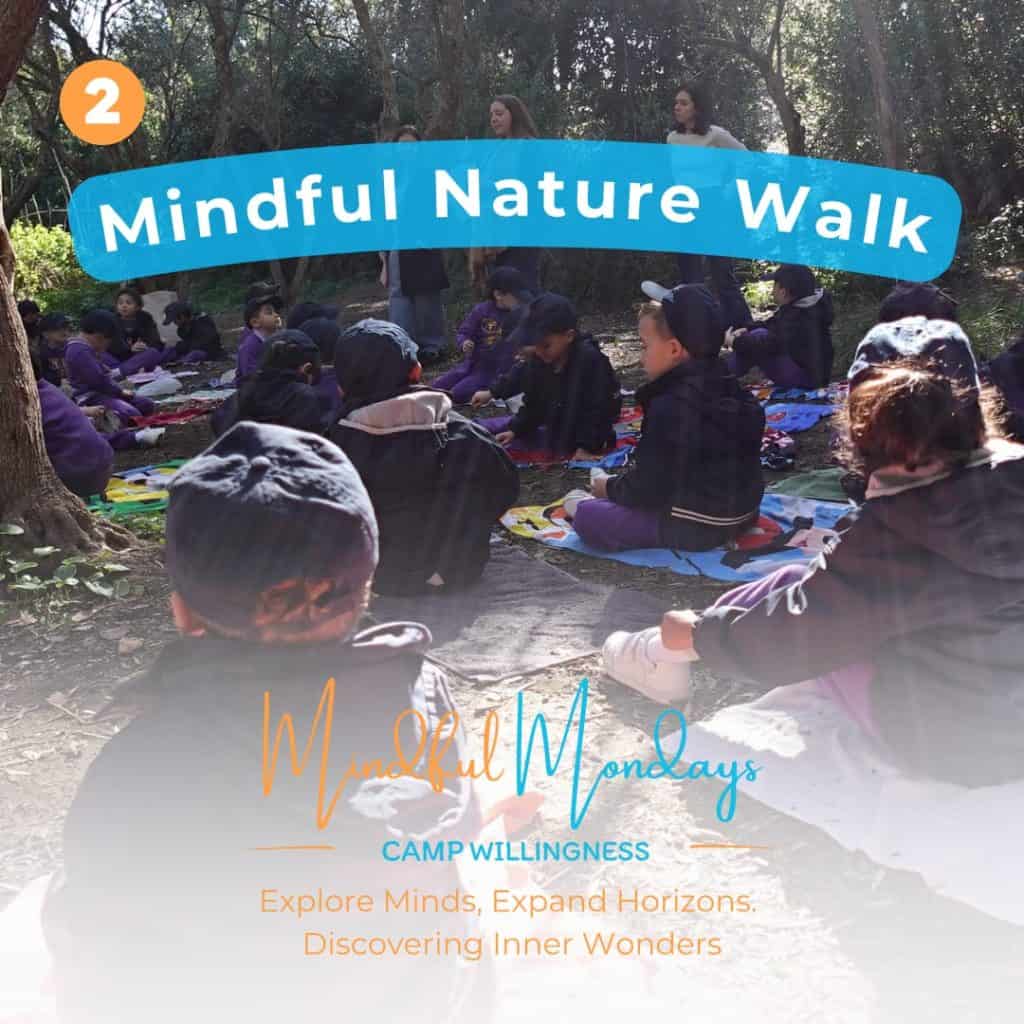 Listening to nature's calm for mental well-being during a mindful walk in the forest.