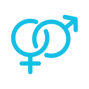 Interlinked female and male gender symbols representing gender equality and inclusive discussions on gender identity and diversity.
