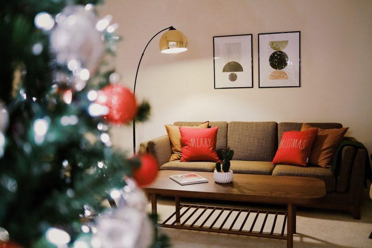sofa surrounded by decoration
