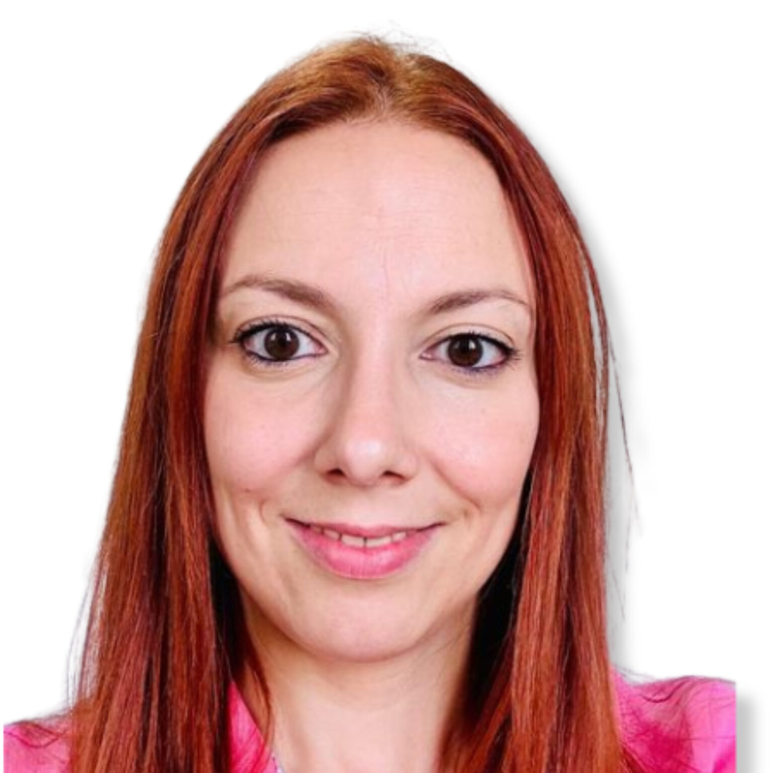 Bright portrait of a smiling woman with red hair, reflecting warmth and positivity, ideal for mental health support and counselling services.