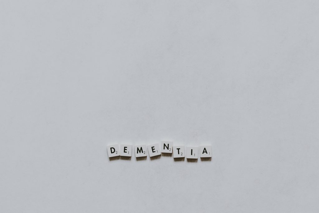 A photo showing the word 'DEMENTIA' as here we are gonna talk about 10 common myths of dementia.