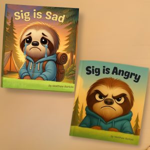 Sad and angry Sig books part of Sig’s Emotional Adventure Pack.