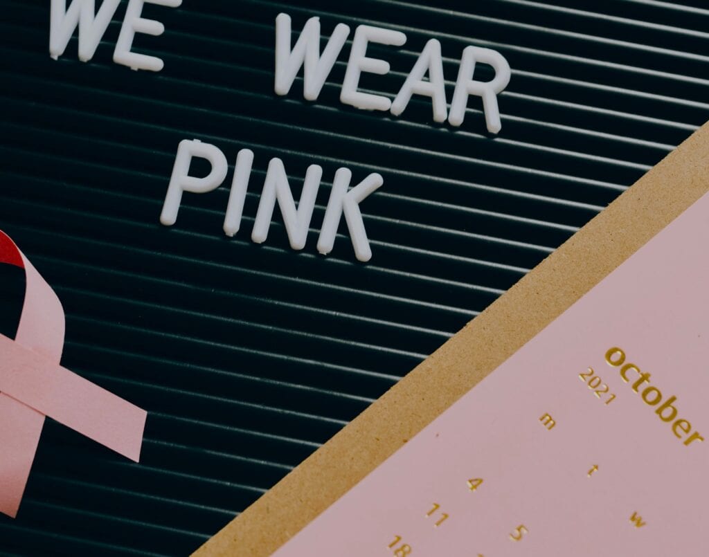 Wearing pink October 2021 calendar reminder for mental health awareness and support.