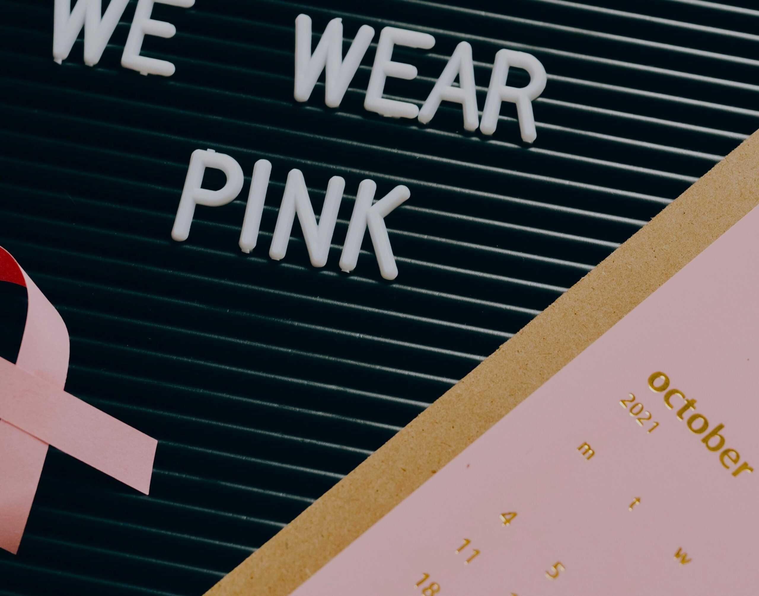 Wearing pink October 2021 calendar reminder for mental health awareness and support.