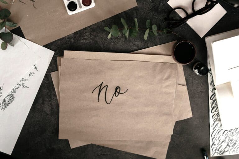 A written ‘No’ reminds us to start regaining control by Setting Limits With Kindness respectfully.