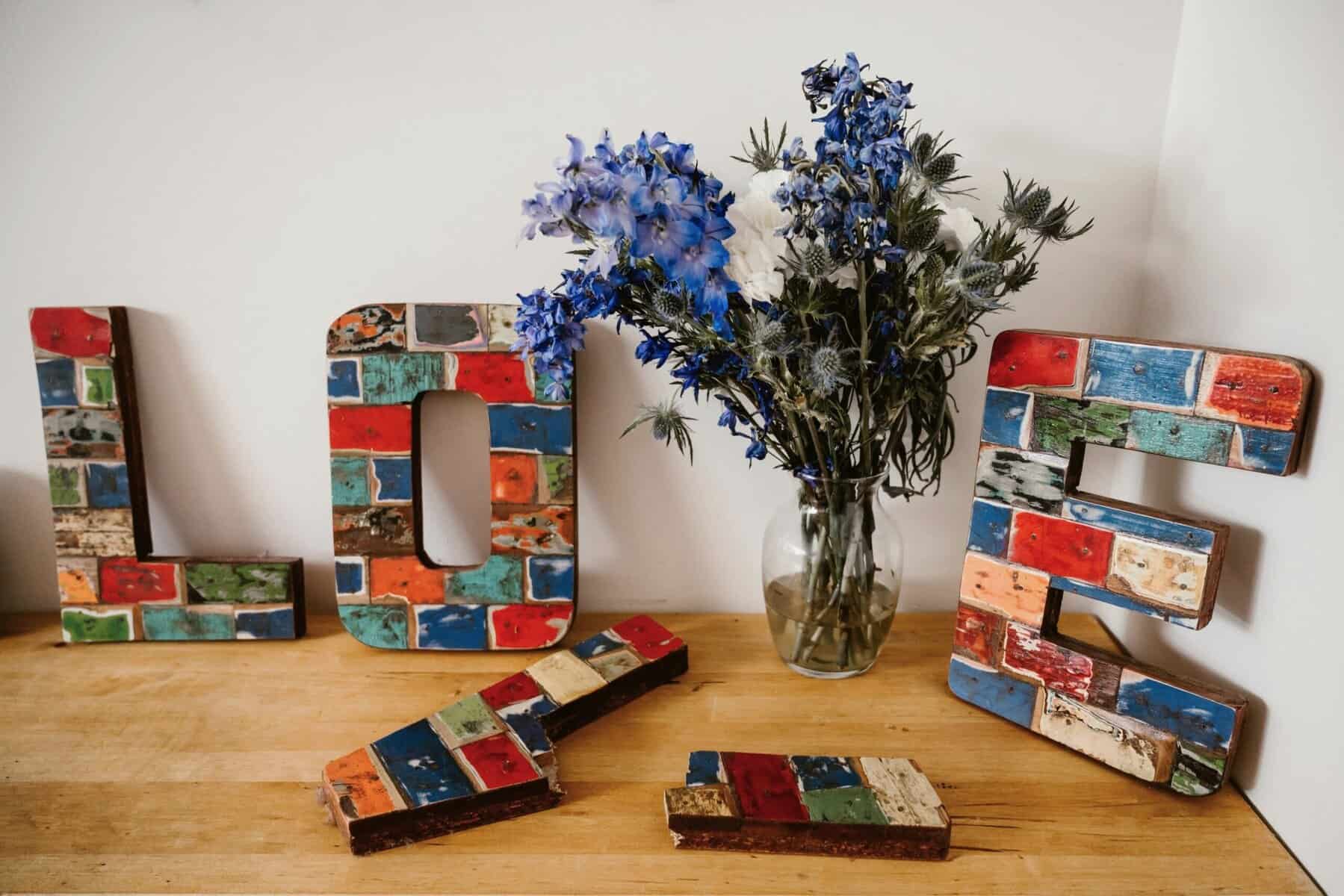 LOVE letters and flowers symbolise growth following a recent breakup and Single Life Empowerment.